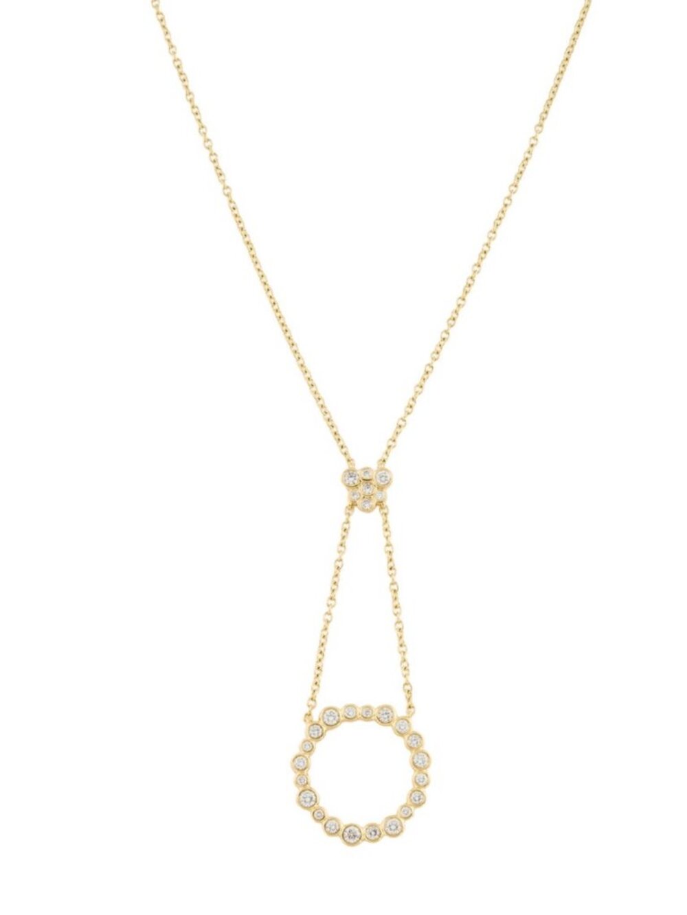 IPPOLITA 18K 750 YELLOW GOLD DIAMOND 0.77CTW DROP CIRCLE PENDANT NECKLACE